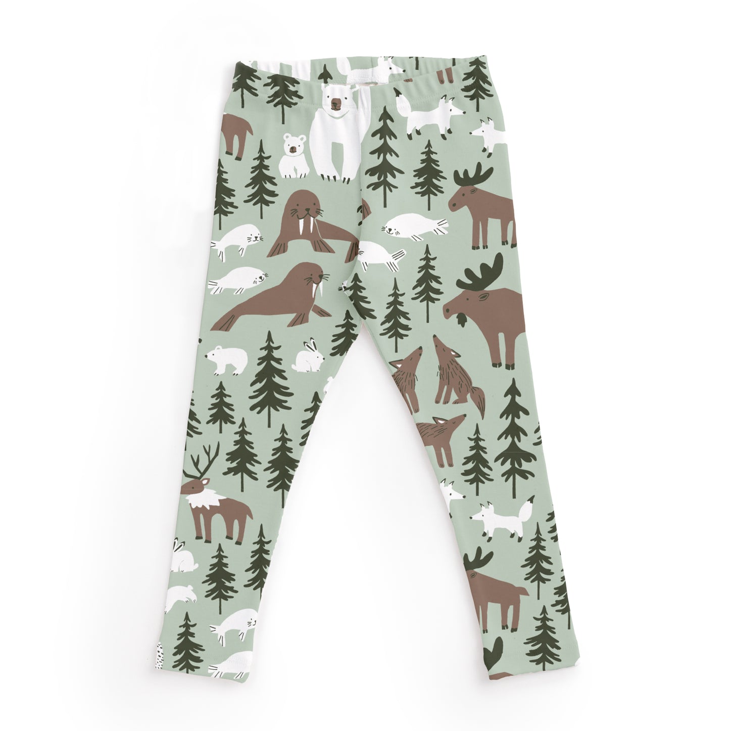 Kids Pajama Set - Northern Animals Pale Green