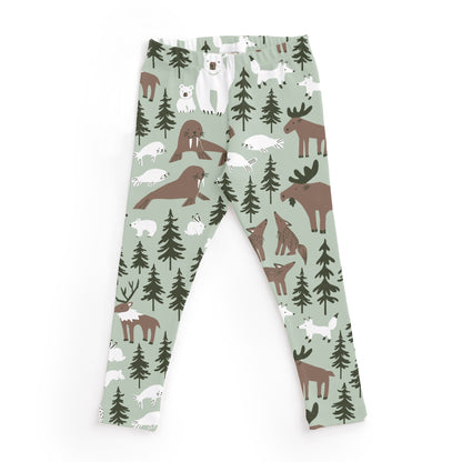 Kids Pajama Set - Northern Animals Pale Green