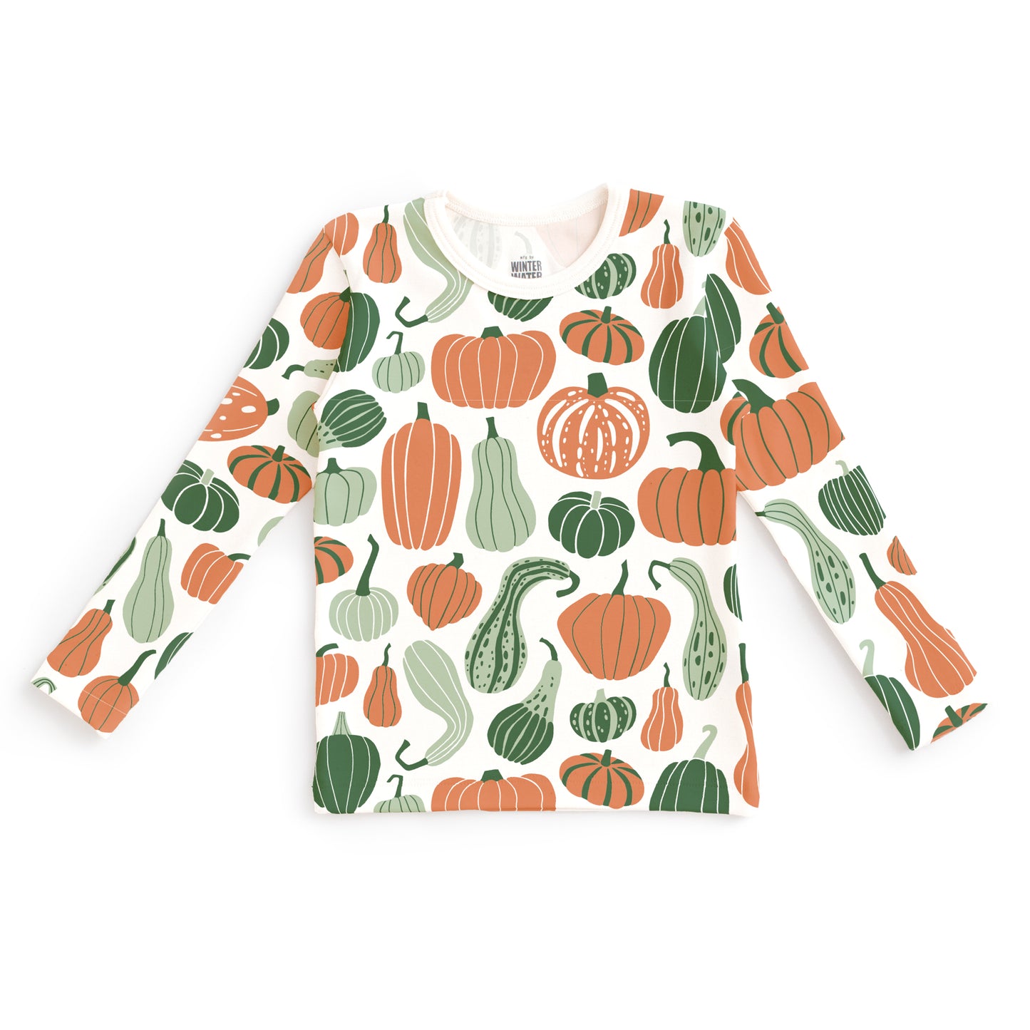 Kids Pajama Set - Gourds & Pumpkins Green & Orange