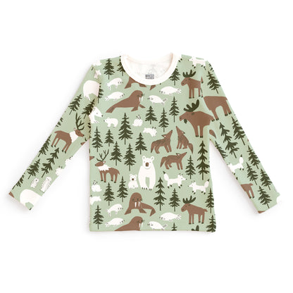 Kids Pajama Set - Northern Animals Pale Green