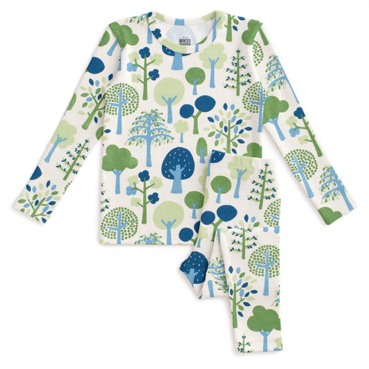 Kids Pajama Set - Trees Blue & Green