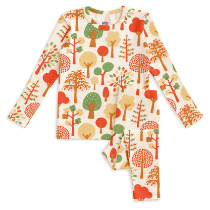 Kids Pajama Set - Trees Green & Orange