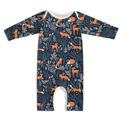 Long-Sleeve Romper - Deer & Foxes Night Sky