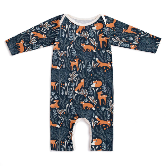 Long-Sleeve Romper - Deer & Foxes Night Sky