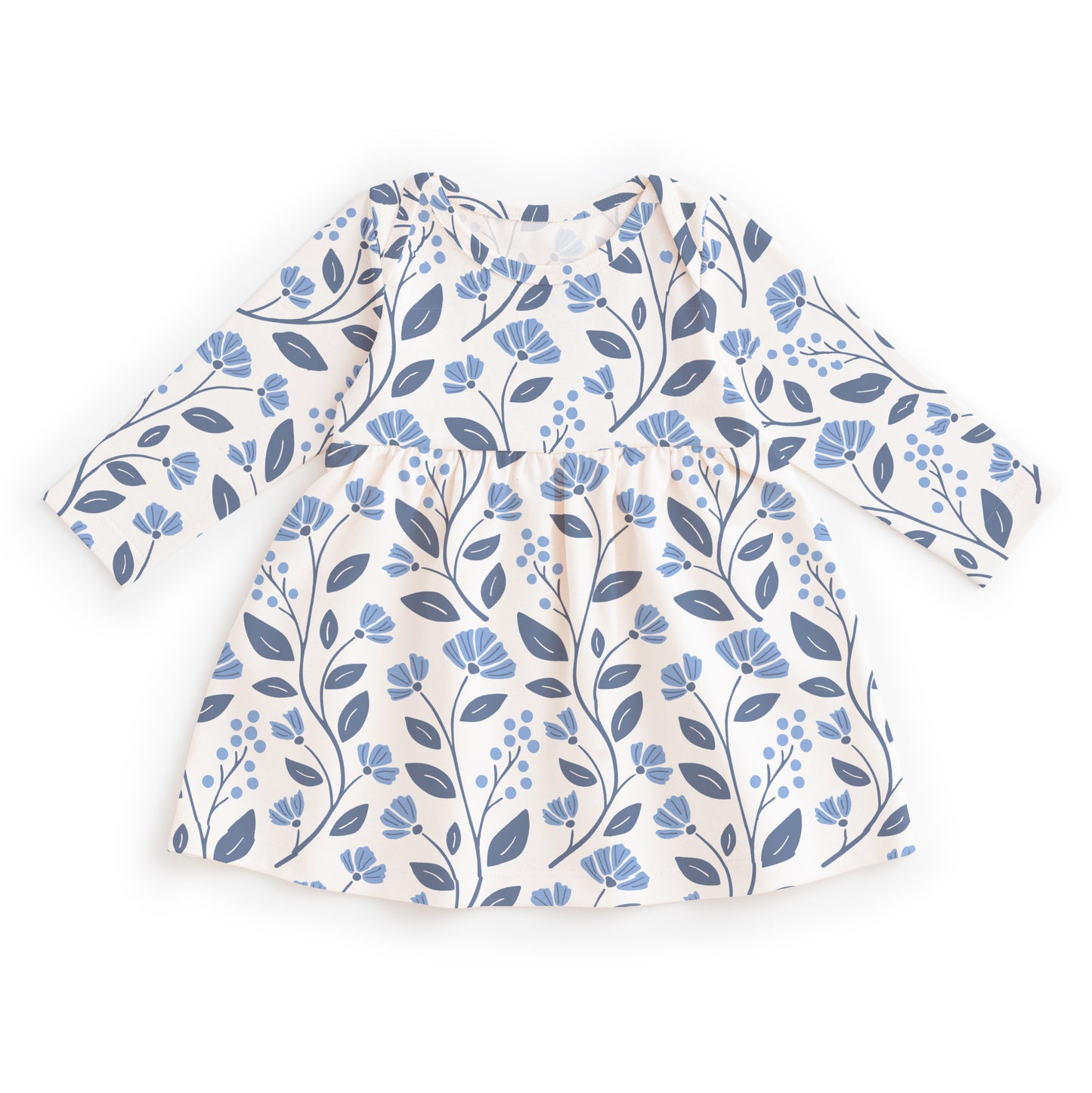 Lausanne Baby Dress - Flower Vines Blue