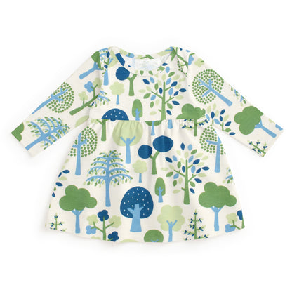 Lausanne Baby Dress - Trees Blue & Green