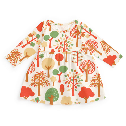 Lausanne Baby Dress - Trees Green & Orange