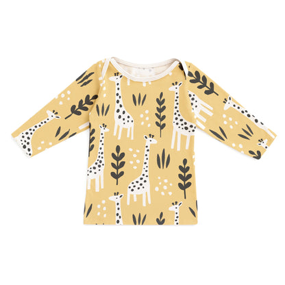 Long-Sleeve Lap Tee - Giraffes Pale Yellow - Pretty Much Perfect