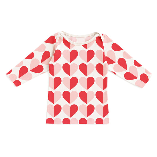 Long-Sleeve Lap Tee - Hearts Red & Pink - Pretty Much Perfect