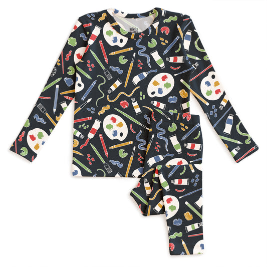 Kids Pajama Set - Art Supplies Night Sky