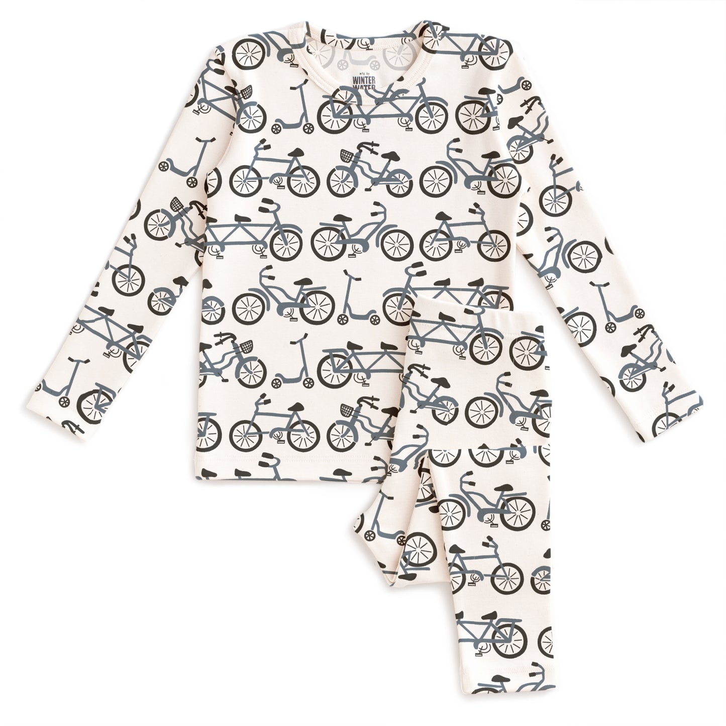 Kids Pajama Set - Bikes Slate Blue