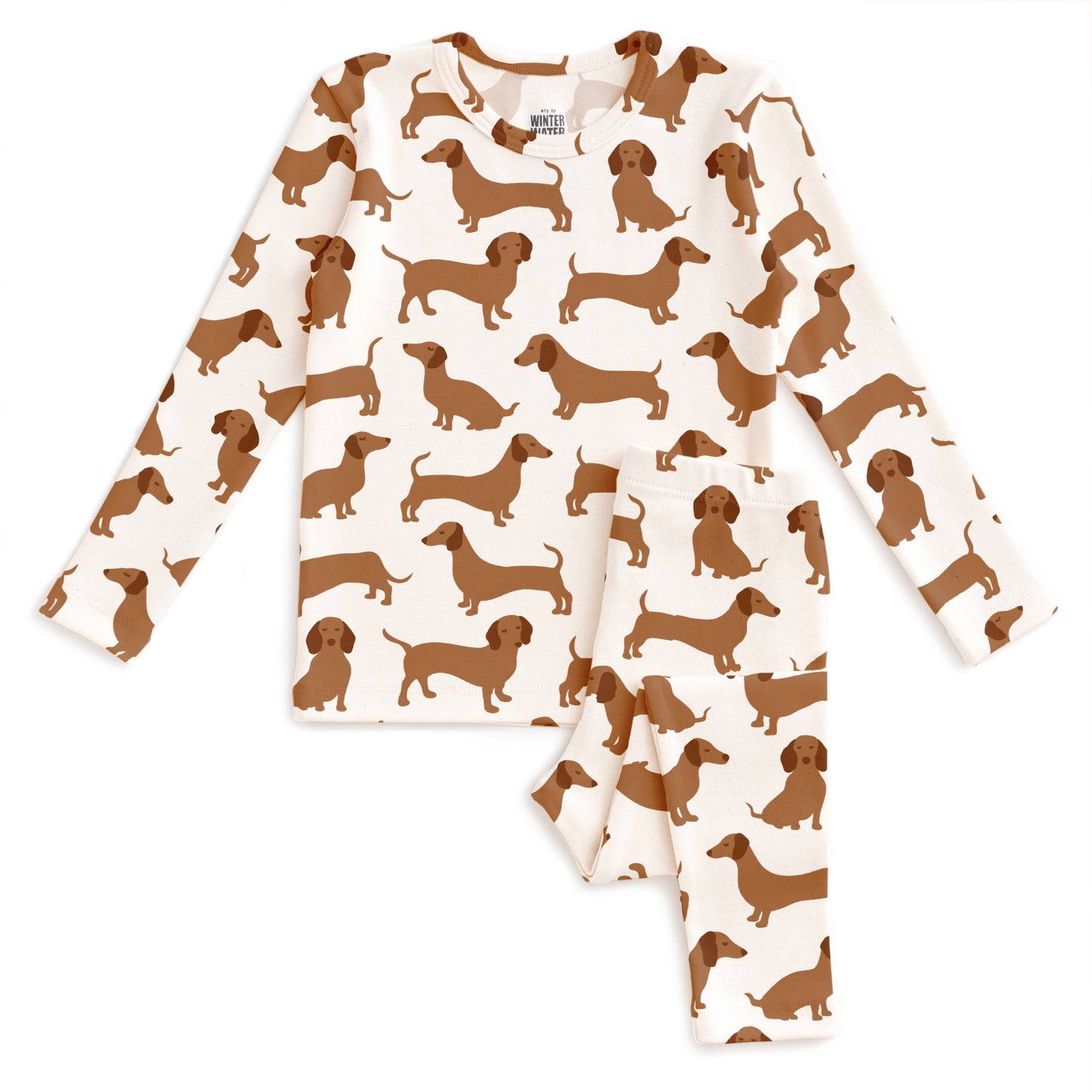 Kids Pajama Set - Dachshunds Brown