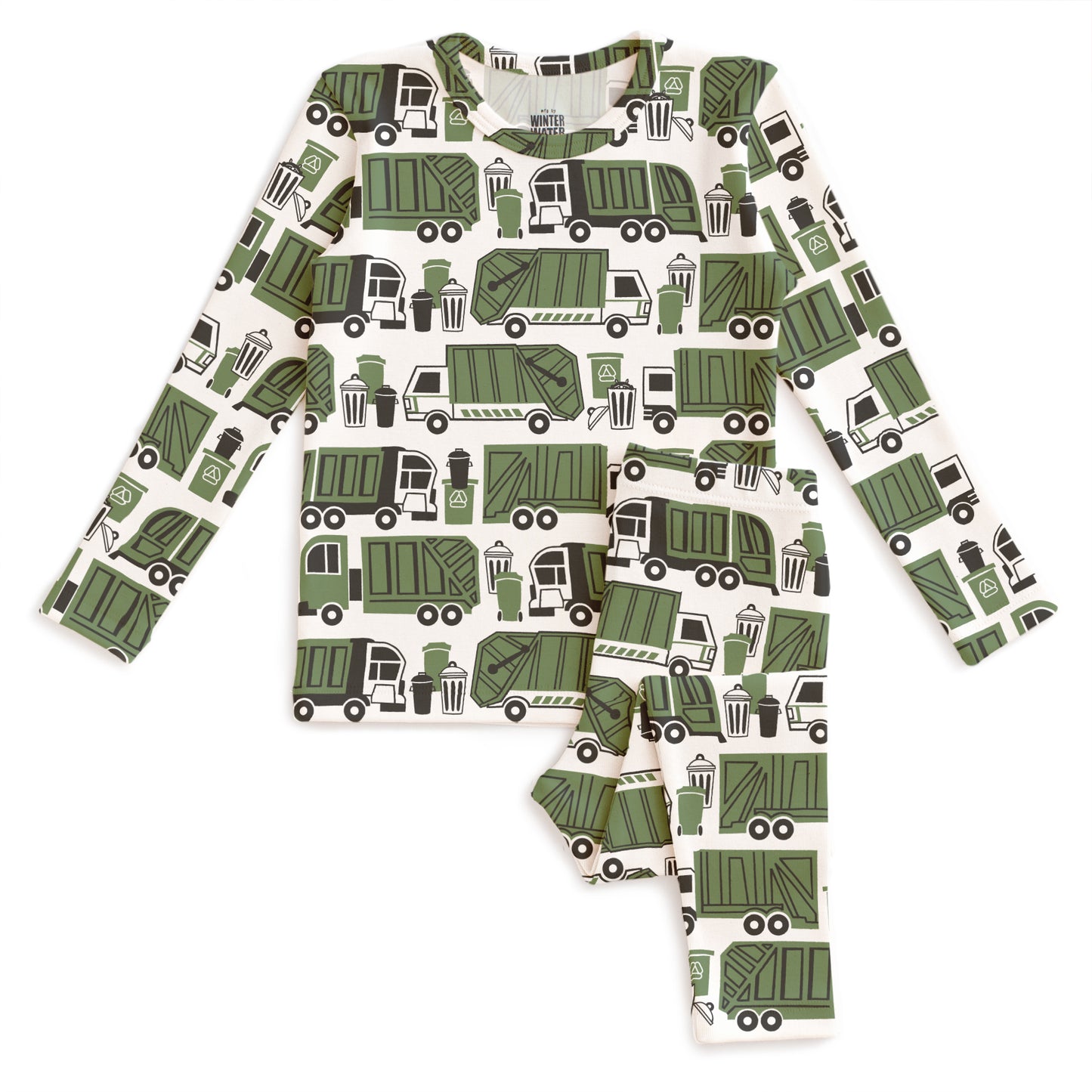 Kids Pajama Set - Garbage & Recycling Green