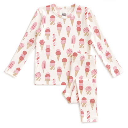 Kids Pajama Set - Ice Cream Red & Pink