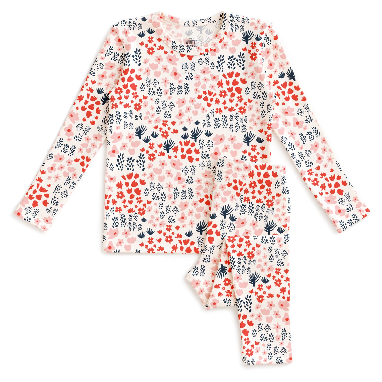 Kids Pajama Set - Meadow Red, Pink & Navy