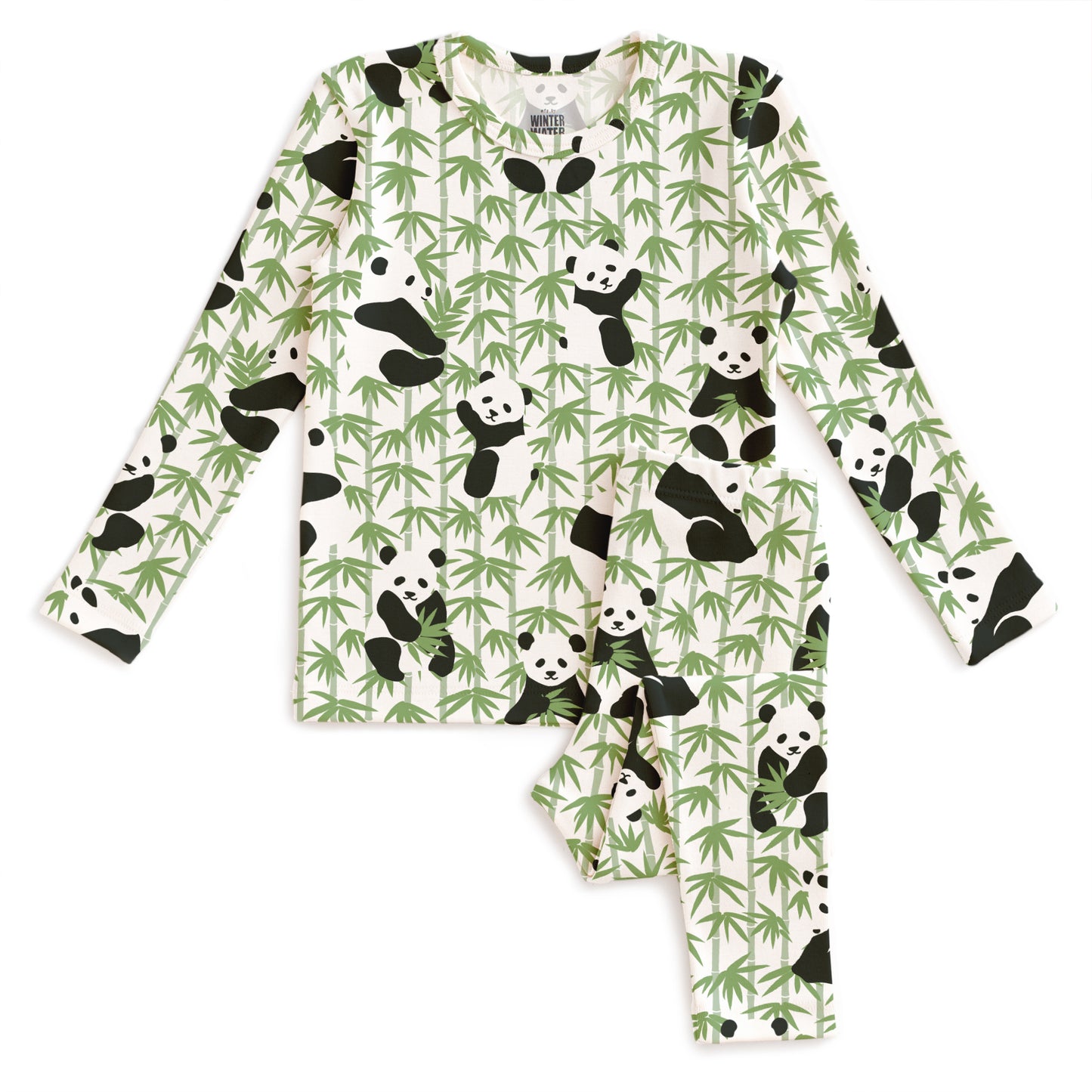 Kids Pajama Set - Pandas Green