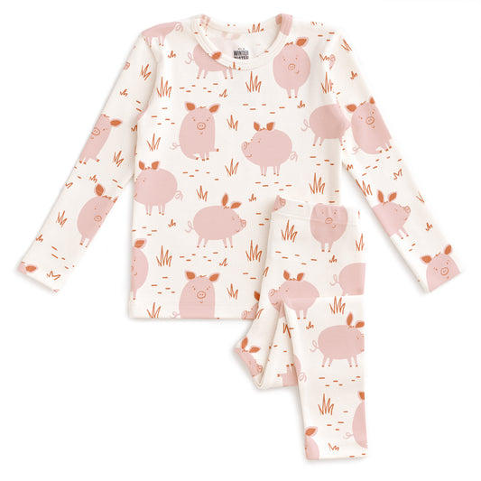 Kids Pajama Set - Pigs Pink