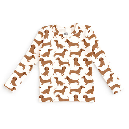 Kids Pajama Set - Dachshunds Brown