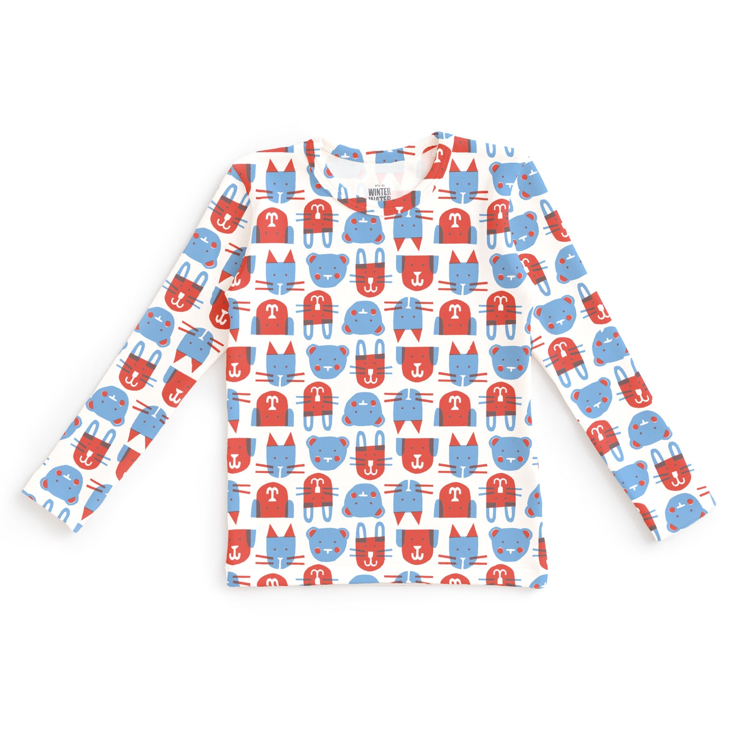 Kids Pajama Set - Furry Friends Red & Blue