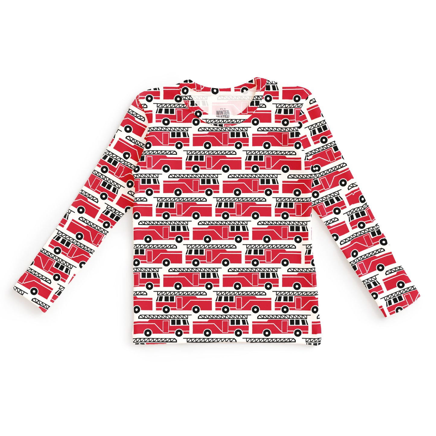 Kids Pajama Set - Firetrucks Red