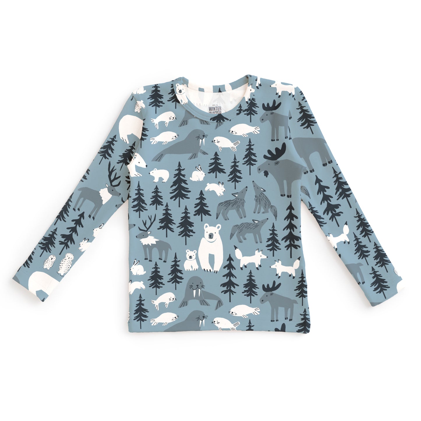 Kids Pajama Set - Northern Animals Mountain Blue