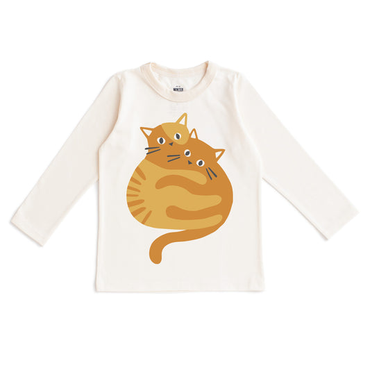 Long-Sleeve GRAPHIC Tee - Cozy Cats Natural