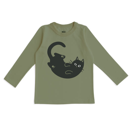 Long-Sleeve GRAPHIC Tee - Cat Forest Green