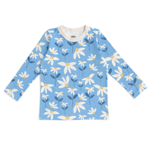 Long-Sleeve Tee - Daisies Blue