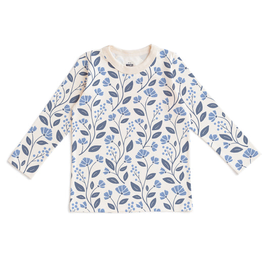 Long-sleeve Tee - Flower Vines Blue