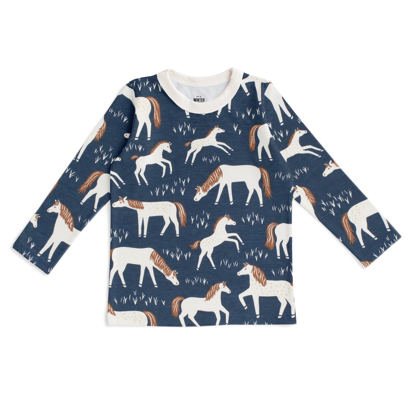 Long-Sleeve Tee - Horses Navy