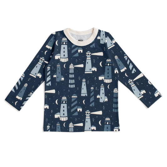 Long-Sleeve Tee - Lighthouses Night Sky