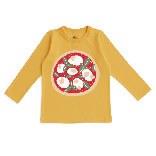 Long-Sleeve GRAPHIC Tee - Pizza Ochre