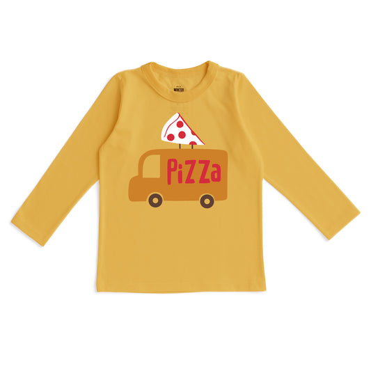 Long-Sleeve GRAPHIC Tee - Pizza Truck Ochre