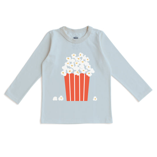 Long-Sleeve GRAPHIC Tee - Popcorn Bucket Sky Blue