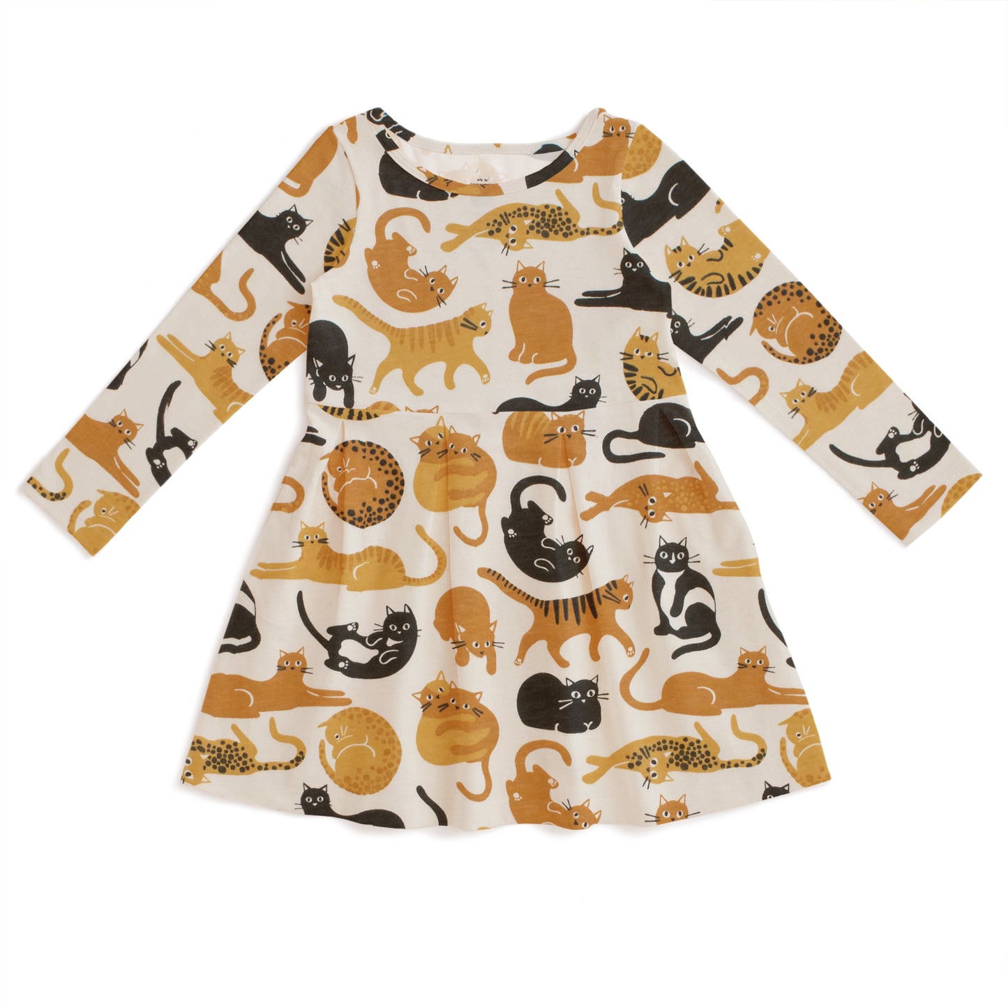 Madison Dress - Cat Friends Gold & Yellow