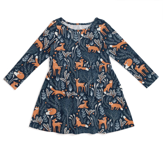 Madison Dress - Deer & Foxes Night Sky