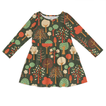 Madison Dress - Trees Dark Green