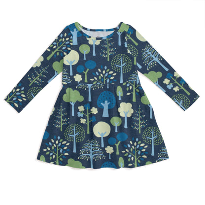 Madison Dress - Trees Navy