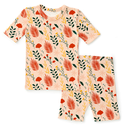 Kids Summer Pajama Set - Secret Garden Blush