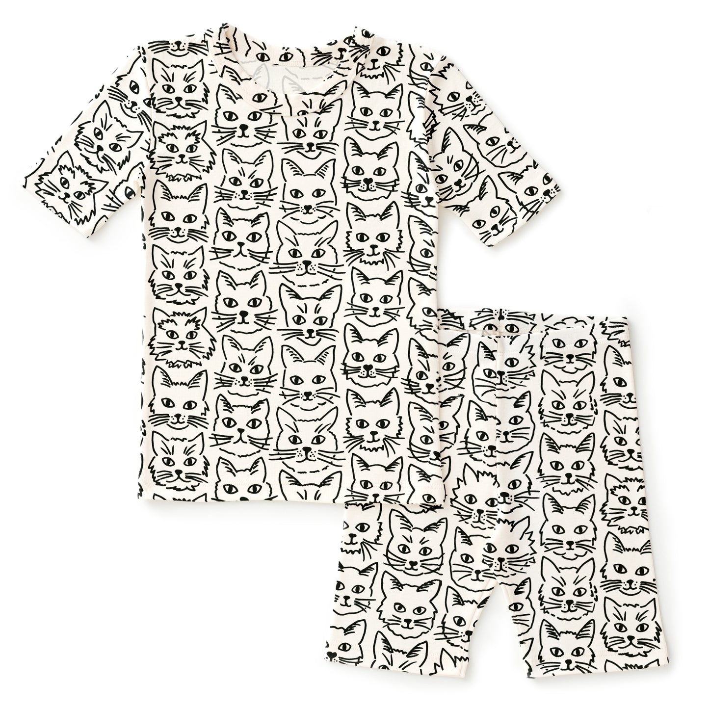 Kids Summer Pajama Set - Kitties Black