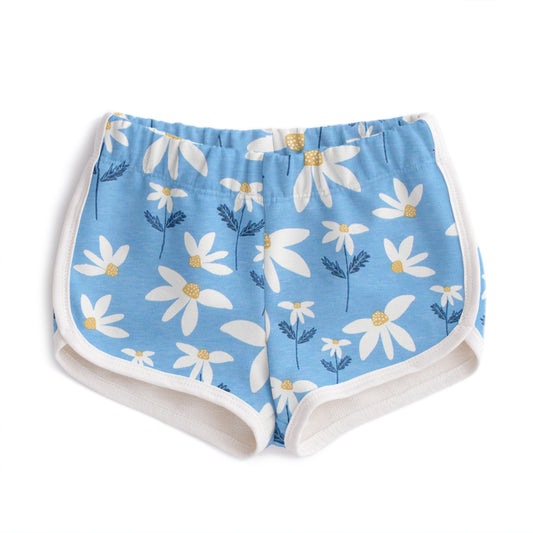 French Terry Shorts - Daisies Blue