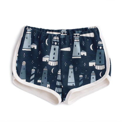 French Terry Shorts - Lighthouses Night Sky