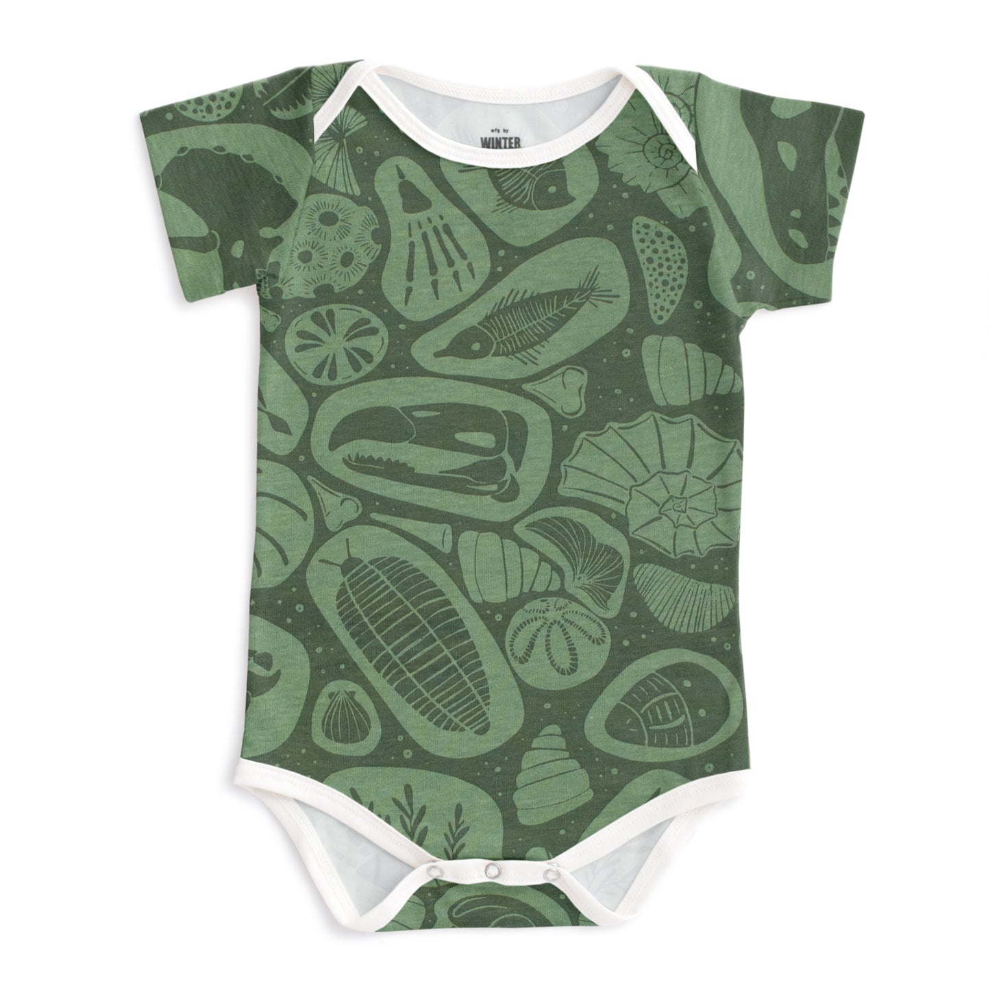 Short-Sleeve Snapsuit - Fossils Green