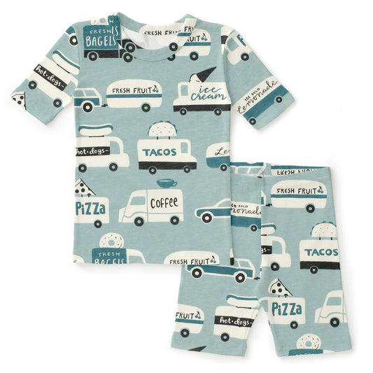 Kids Summer Pajama Set - Food Trucks Surf Blue