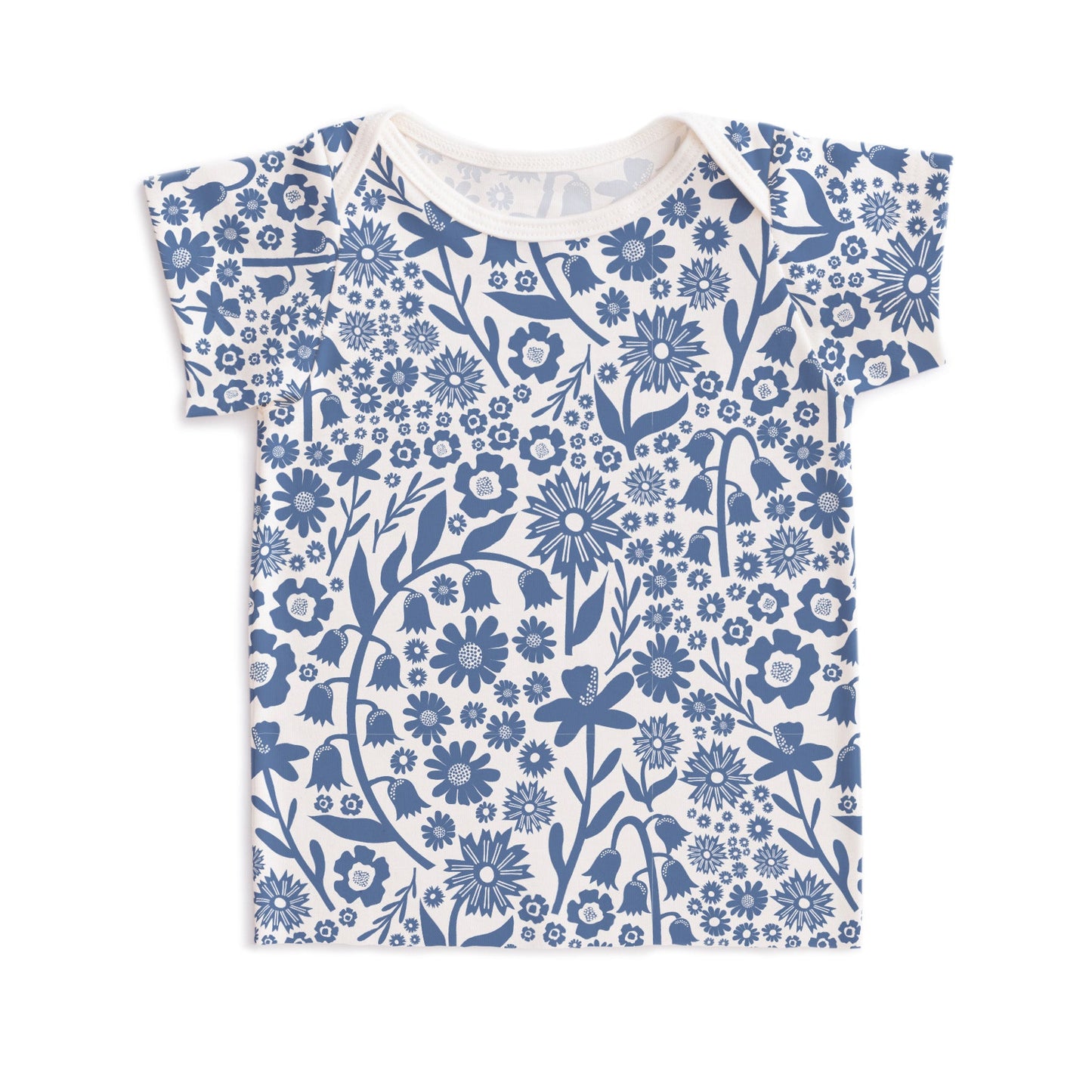 Short-Sleeve Lap Tee - Dutch Floral Delft Blue - Pretty Much Perfect