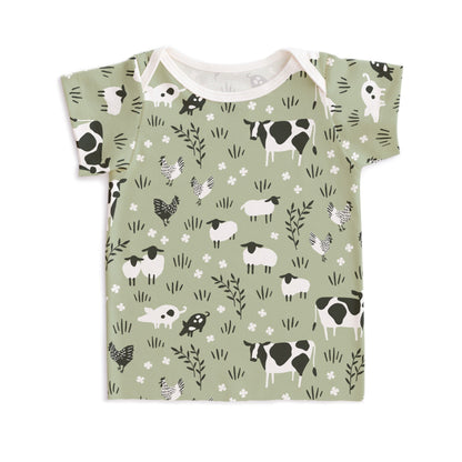 Short-Sleeve Lap Tee - Farm Animals Pale Green - Pretty Much Perfect