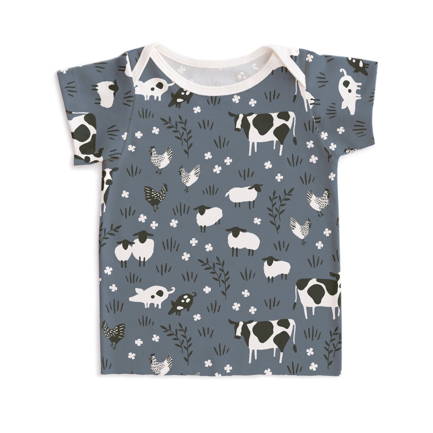 Short-Sleeve Lap Tee - Farm Animals Slate Blue - Pretty Much Perfect