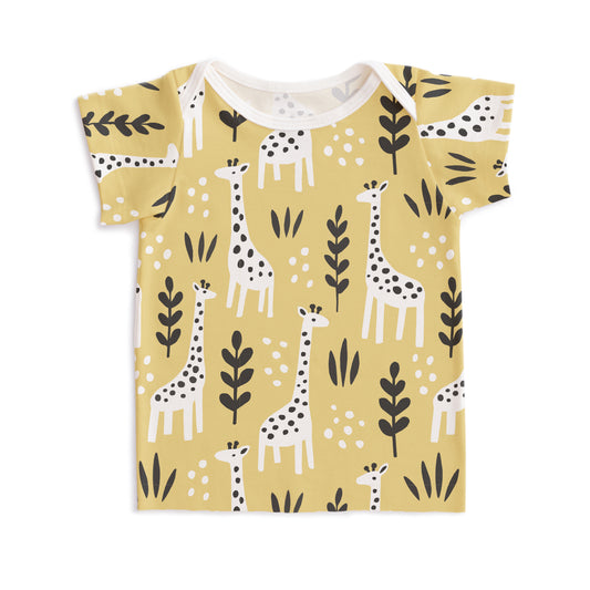 Short-Sleeve Lap Tee - Giraffes Pale Yellow - Pretty Much Perfect