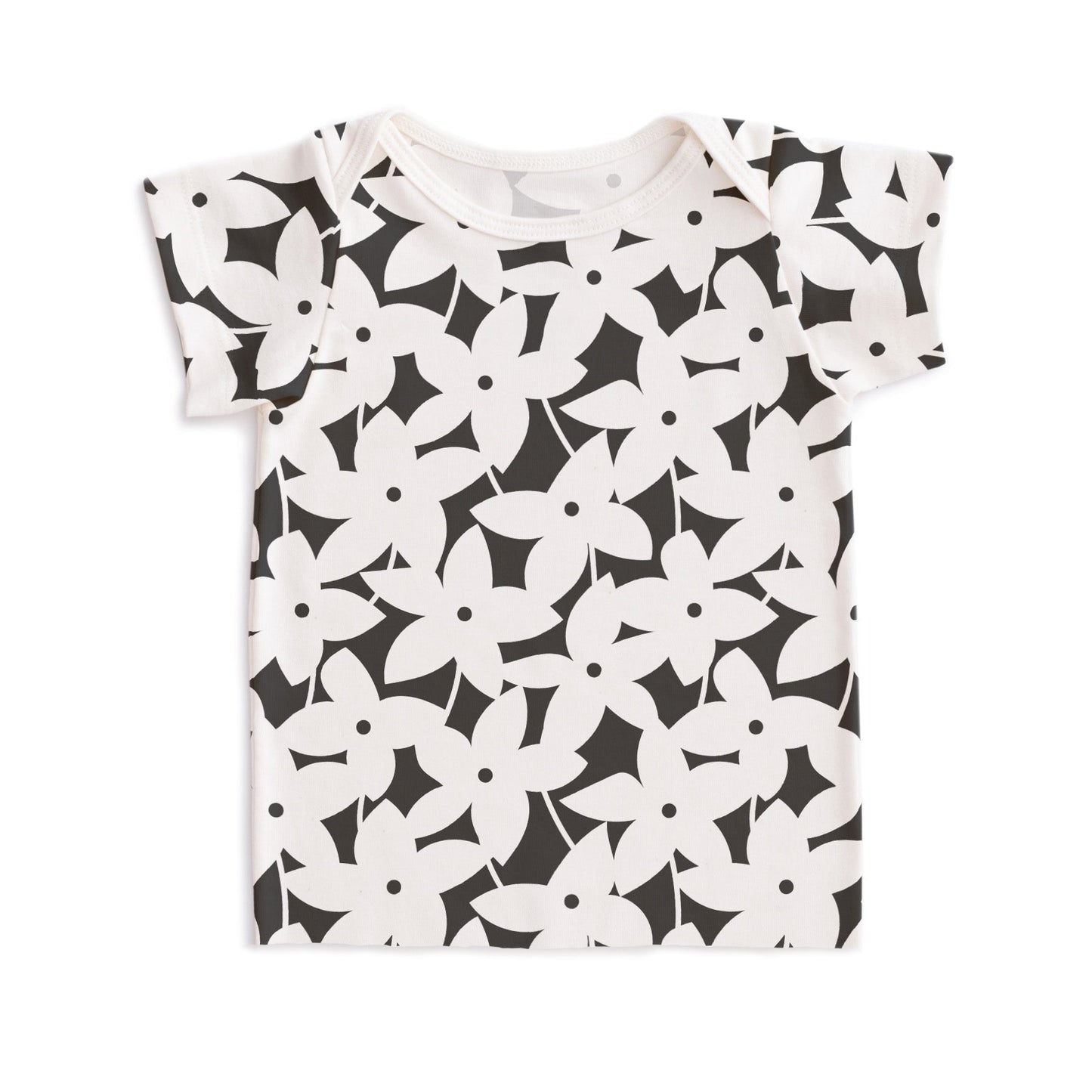 Short-Sleeve Lap Tee - Pinwheel Flowers Charcoal - Pretty Much Perfect