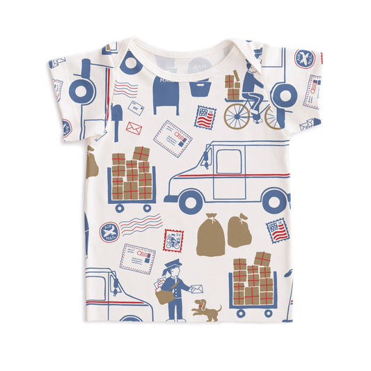 Short-Sleeve Lap Tee - Postal Service Red & Blue - Pretty Much Perfect